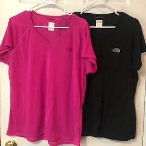 Pair (2) The North Face short sleeve v neck shirts. Womens X Large.